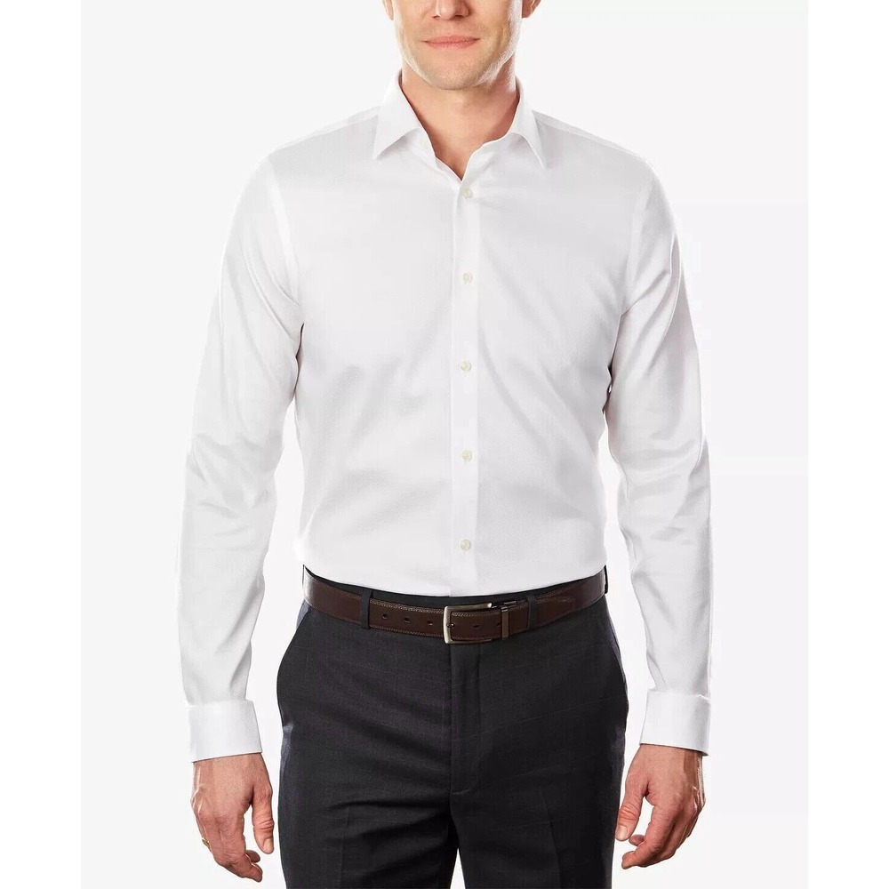 NWT Michael Kors Men's M 15.5 32/33 White Slim Fit Dress Shirt Cotton Elastane